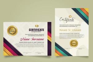 set certificate template with ribbon stripes ornament and modern texture pattern background. Diploma. Vector illustration