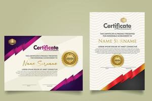 set certificate template with ribbon stripes ornament and modern texture pattern background. Diploma. Vector illustration