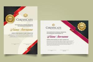 set certificate template with ribbon stripes ornament and modern texture pattern background. Diploma. Vector illustration