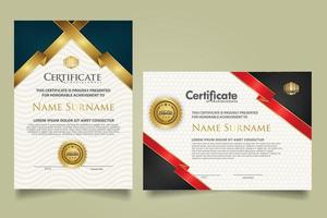 set certificate template with ribbon stripes ornament and modern texture pattern background. Diploma. Vector illustration