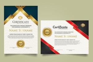 set certificate template with ribbon stripes ornament and modern texture pattern background. Diploma. Vector illustration