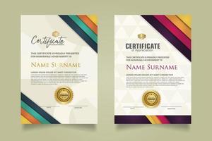 set certificate template with stripes ornament and modern texture pattern background. Diploma. Vector illustration