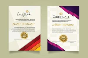 set certificate template with stripes ornament and modern texture pattern background. Diploma. Vector illustration