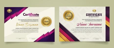 set certificate template with stripes ornament and modern texture pattern background. Diploma. Vector illustration