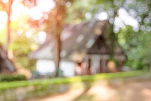 Blurry house in the forest background photo