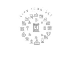 diseño de conjunto de iconos de ciudad sobre fondo blanco. vector