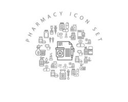 diseño de conjunto de iconos de farmacia sobre fondo blanco. vector