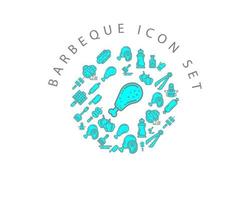 Barbeque icon set design on white background. vector