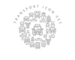 diseño de conjunto de iconos de transporte sobre fondo blanco. vector