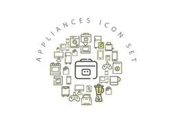 Appliances flat icon set design on white background. vector