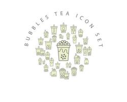 Bubbles tea icon set design on white background vector