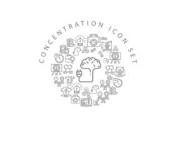 Concentration icon set  on white background vector