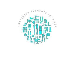 Carpenter icon set design on white background. vector