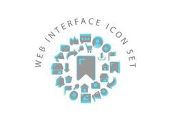 Web interface icon set design on white background. vector