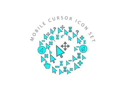 diseño de conjunto de iconos de cursor móvil sobre fondo blanco. vector