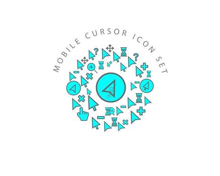 diseño de conjunto de iconos de cursor móvil sobre fondo blanco. vector