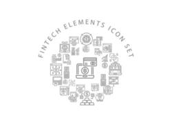 Fintech elements icon set design on white background vector