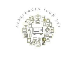 Appliances flat icon set design on white background. vector