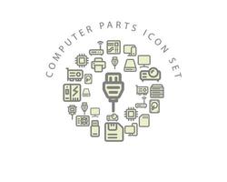 Computer parts icon set design on white background. vector