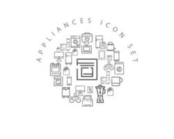 Appliances flat icon set design on white background. vector