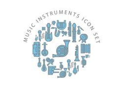 Music instruments icon set design on white background. vector