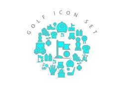 diseño de conjunto de iconos de golf sobre fondo blanco vector