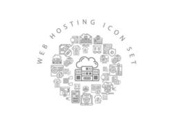 Web hosting icon set design on white background. vector