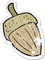 retro distressed sticker of a cartoon acorn vector