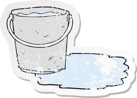 retro distressed sticker of a cartoon bucket of water vector