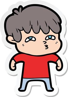 sticker of a cartoon curious man