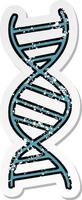 distressed sticker of a cute cartoon DNA strand vector