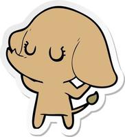 sticker of a cute cartoon elephant vector