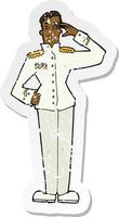 retro distressed sticker of a cartoon military man in dress uniform vector