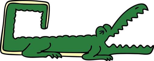 quirky hand drawn cartoon crocodile vector