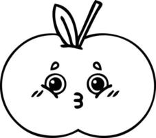 line drawing cartoon red apple vector