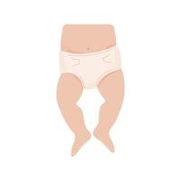 baby with diaper rash. Redness of the skin in the groin and abdomen. Allergy to sorbent, irritation. Dermatological problems. Isolated image on a white background. Vector illustration, flat