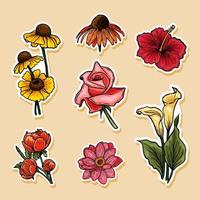 Handdrawn Flowers Sticker Collection vector