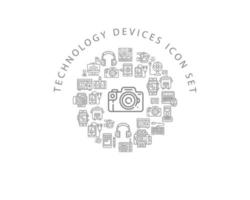 Technology  device icon set  design on white background. vector