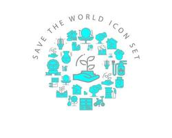 Save the world icon set design on white background vector