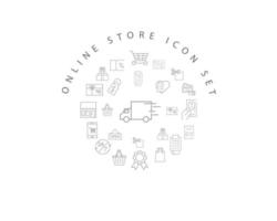 Online store icon set design on white background. vector