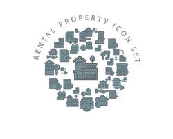 Rental Property Flat icon set design. vector