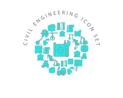 diseño de conjunto de iconos de ingeniería civil sobre fondo blanco vector