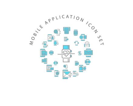 diseño de conjunto de iconos de aplicaciones móviles sobre fondo blanco. vector