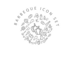 Barbeque icon set design on white background. vector