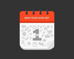 New year icon set design on white background vector