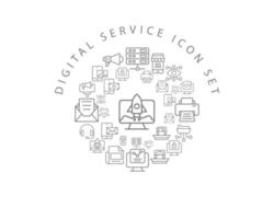 diseño de conjunto de iconos de servicio digital sobre fondo blanco. vector