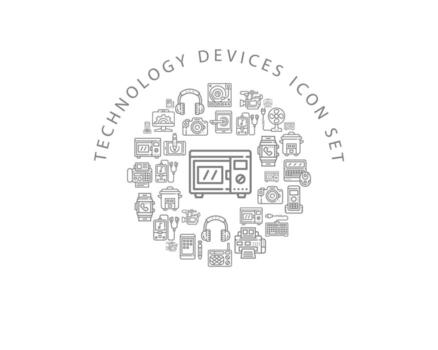 Technology  device icon set  design on white background. vector