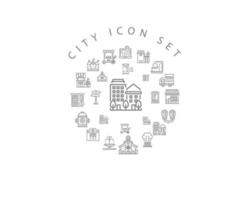 City icon set design on white background. vector