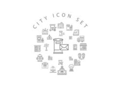 diseño de conjunto de iconos de ciudad sobre fondo blanco. vector