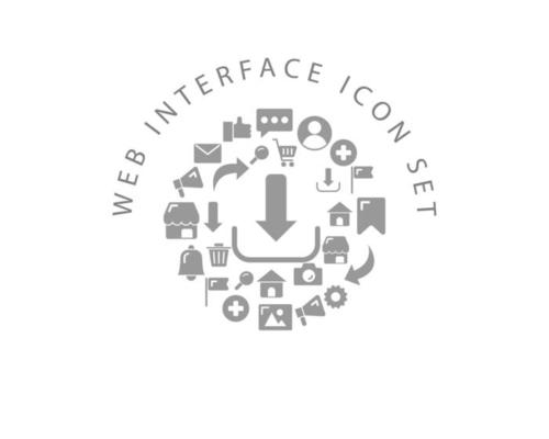 Web interface icon set design on white background.